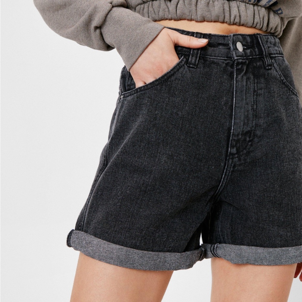 Nasty Gal high waisted washed denim black shorts. Size 12